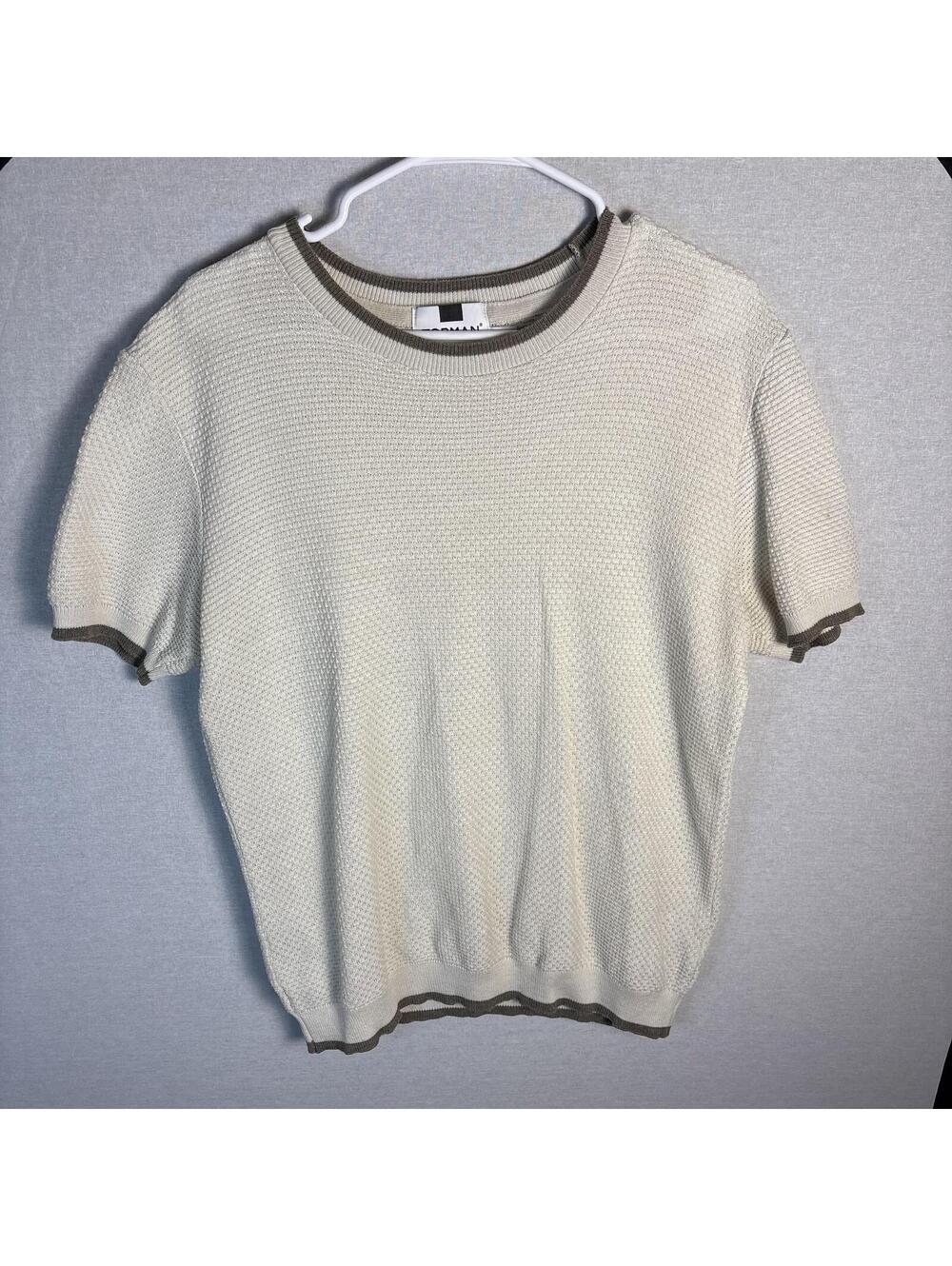 Topman Cream Textured Short Sleeve Sweater Size L